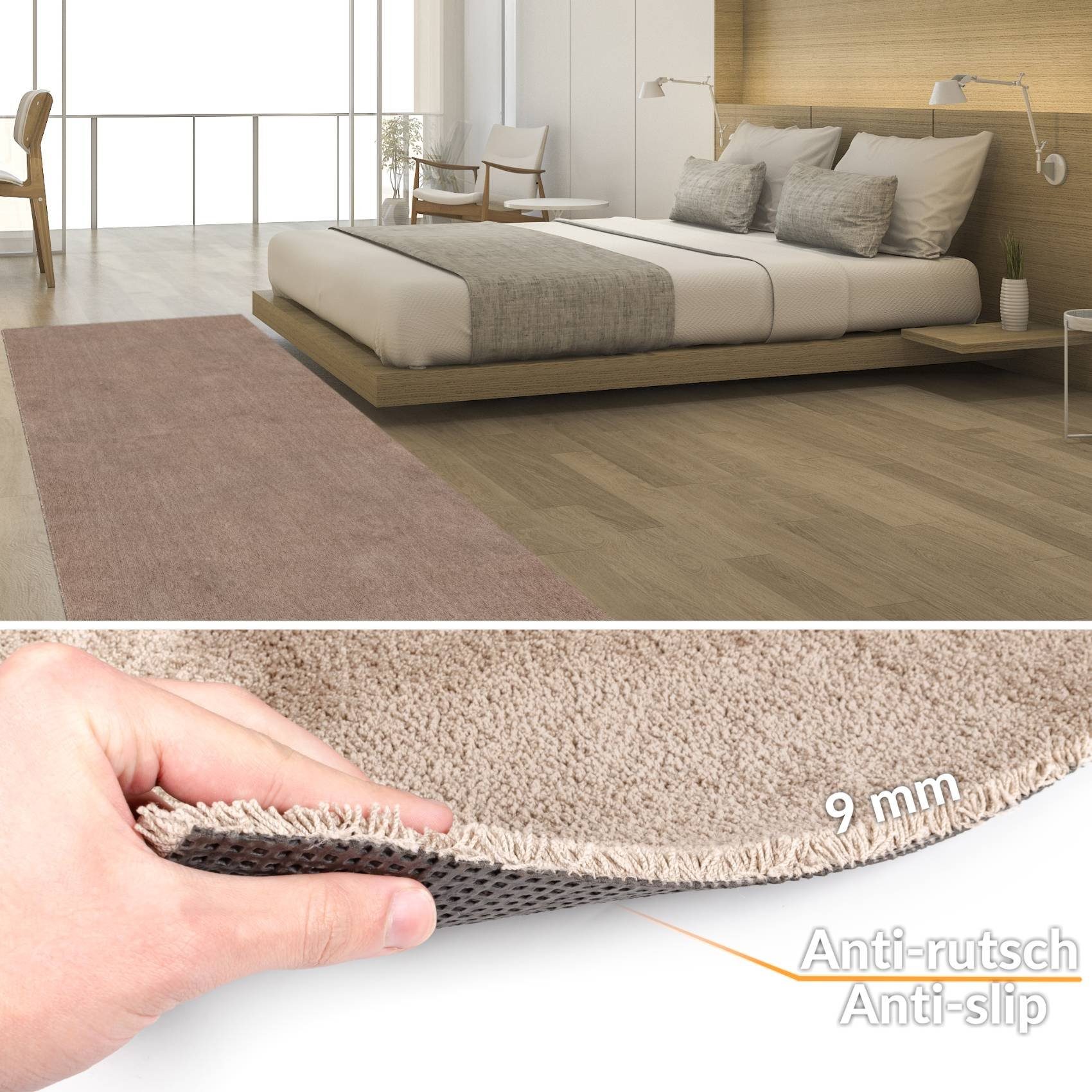 Teppich, ANRO, Rechteckig, Höhe: 9 mm, Textil