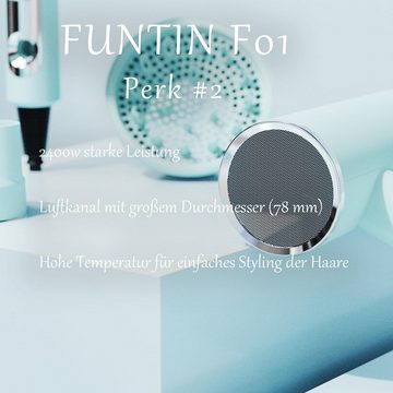 FUNTIN Haartrockner Haartrockner mit Diffusor Ionen Bürste, 2400,00 W, Bürste Kamm Zubehör für Frauen 2024 Version Modell: