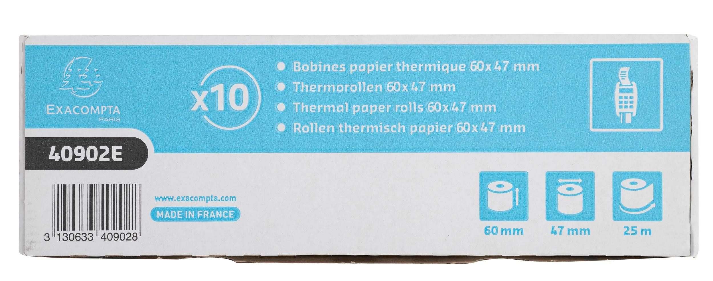 EXACOMPTA Endlospapier 30x Thermorolle 1-lagig 55g/m2 60x25mx12 - Weiß - 40902E, Rollen Thermisches Papier
