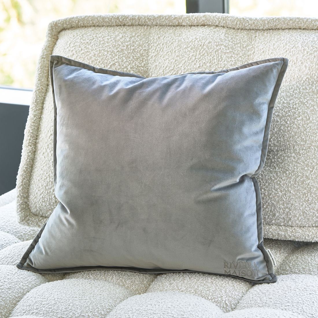Maison RM Velvet grey Pillow 60x60, Cover Rivièra Dekokissen Kissenbezug