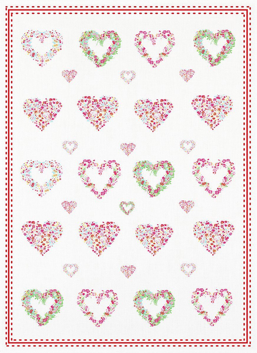 Kracht Geschirrtuch Blumenherzen, (Set, 3-tlg., Set), 3er Pack Geschirrtüch günstig online kaufen