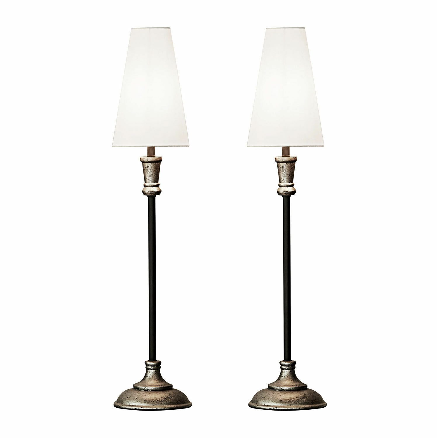 Mirabeau Tischleuchte Tischlampe 2er Set Obsonville silber/schwarz/creme