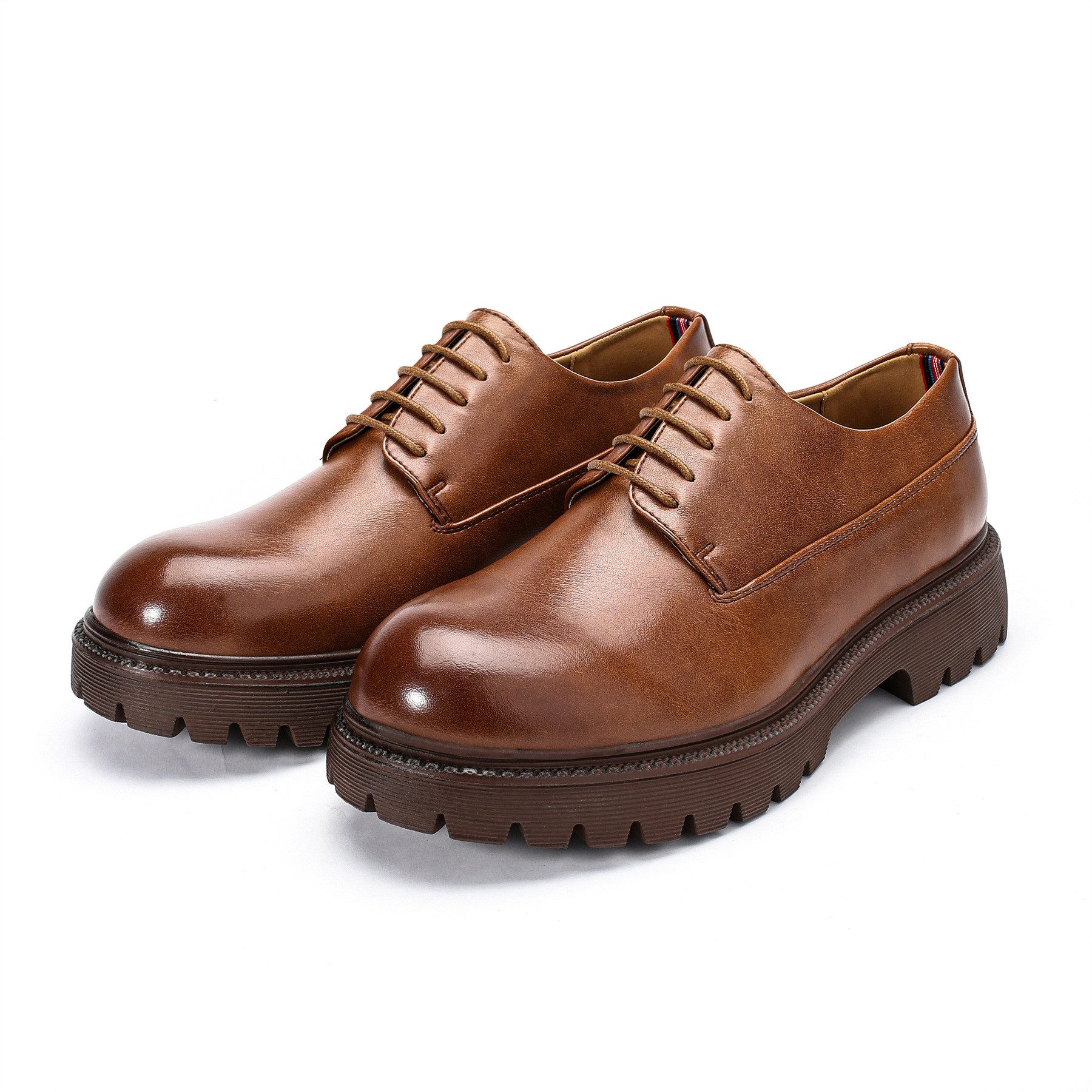 Allthemen Schnürschuh Klassische Herren Derbyschuhe mit dicker Sohle Vintage Schnürschuhe