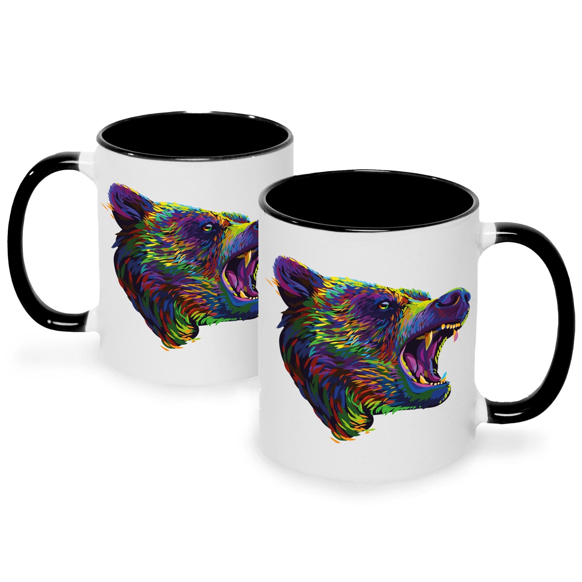 für GRAVURZEILE Tasse mit Teetasse Geschenk Motiv - Kaffeebecher Weiß Schwarz - - Geschenk Freunde Geschenk & - Familie für Bunter GRAVURZEILE Sie - Tasse Bär Ihn & für Kaffeetasse Frauen Männer