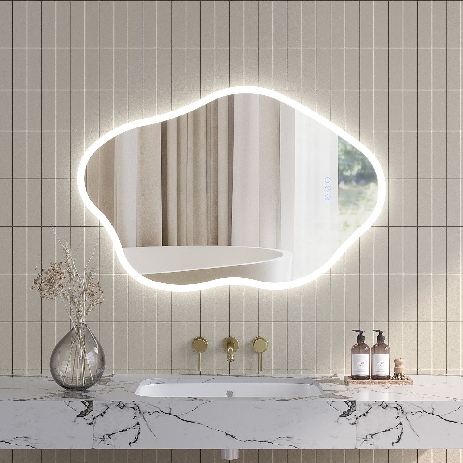 AQUALAVOS Badspiegel Badspiegel mit Beleuchtung Wandspiegel Asymmetrische D günstig online kaufen