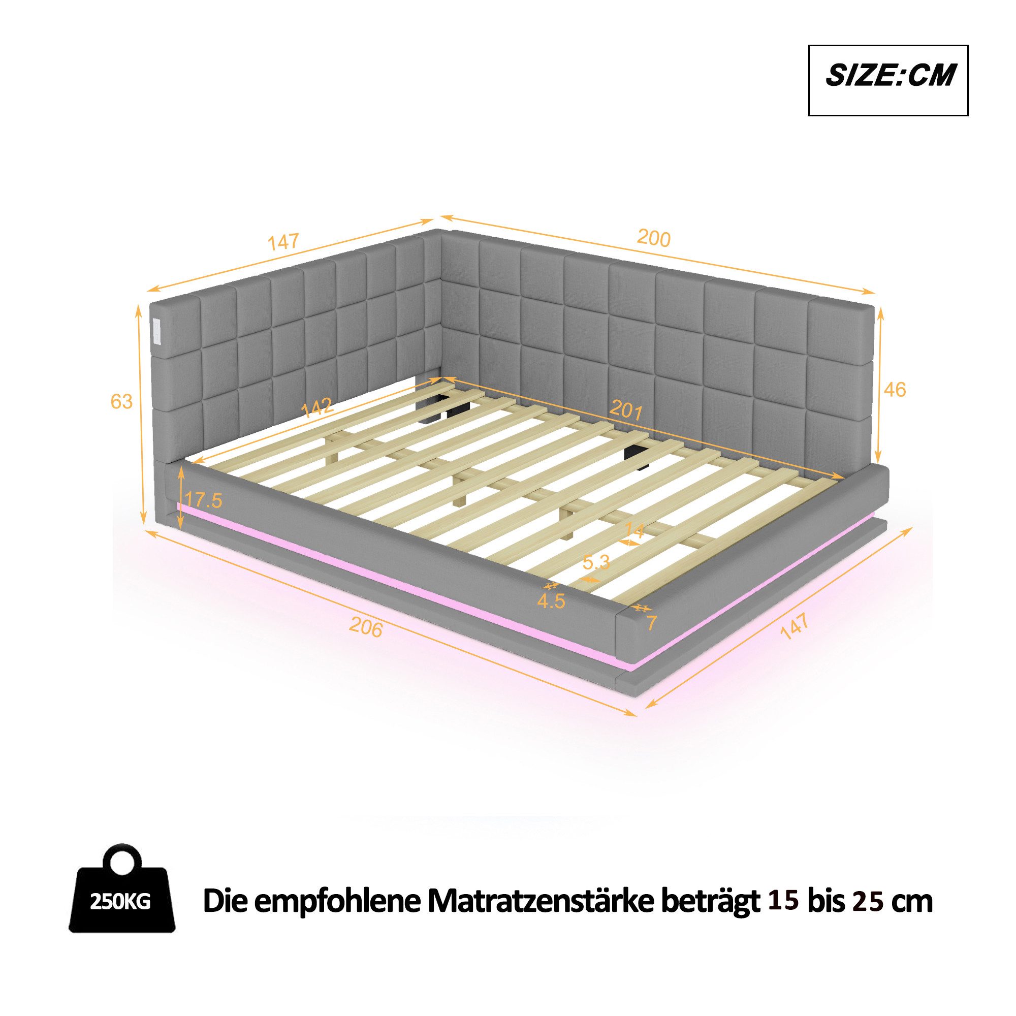 Flieks Polsterbett, Samt Daybett Tagesbett Schlafsofa 140x200cm mit LED und günstig online kaufen