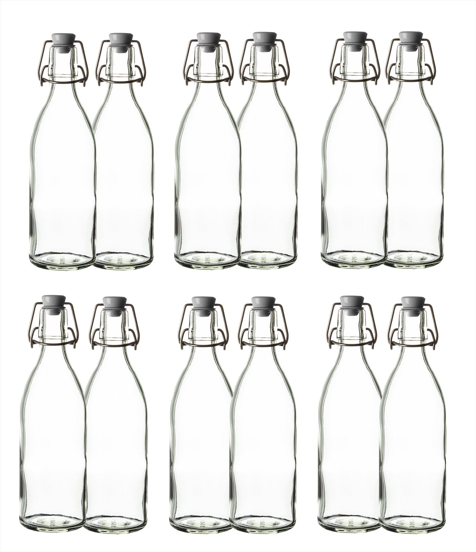 BigDean Trinkflasche Glasflasche, Schlichtes Design, Bügelverschluss, Hochwertiges Glas