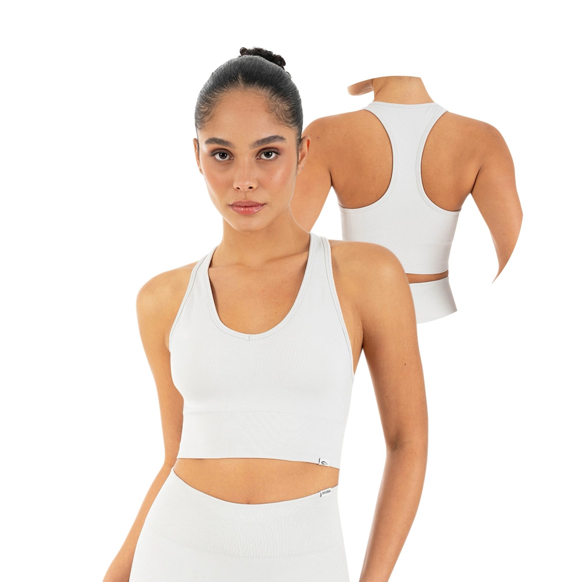 Smilodox Sport-BH Vonda, Sport Top Damen, Gym-BH für Workouts,Training & Yoga V-Ausschnitt, Seamless, Shaped Fit, Support-Bund, elastisch