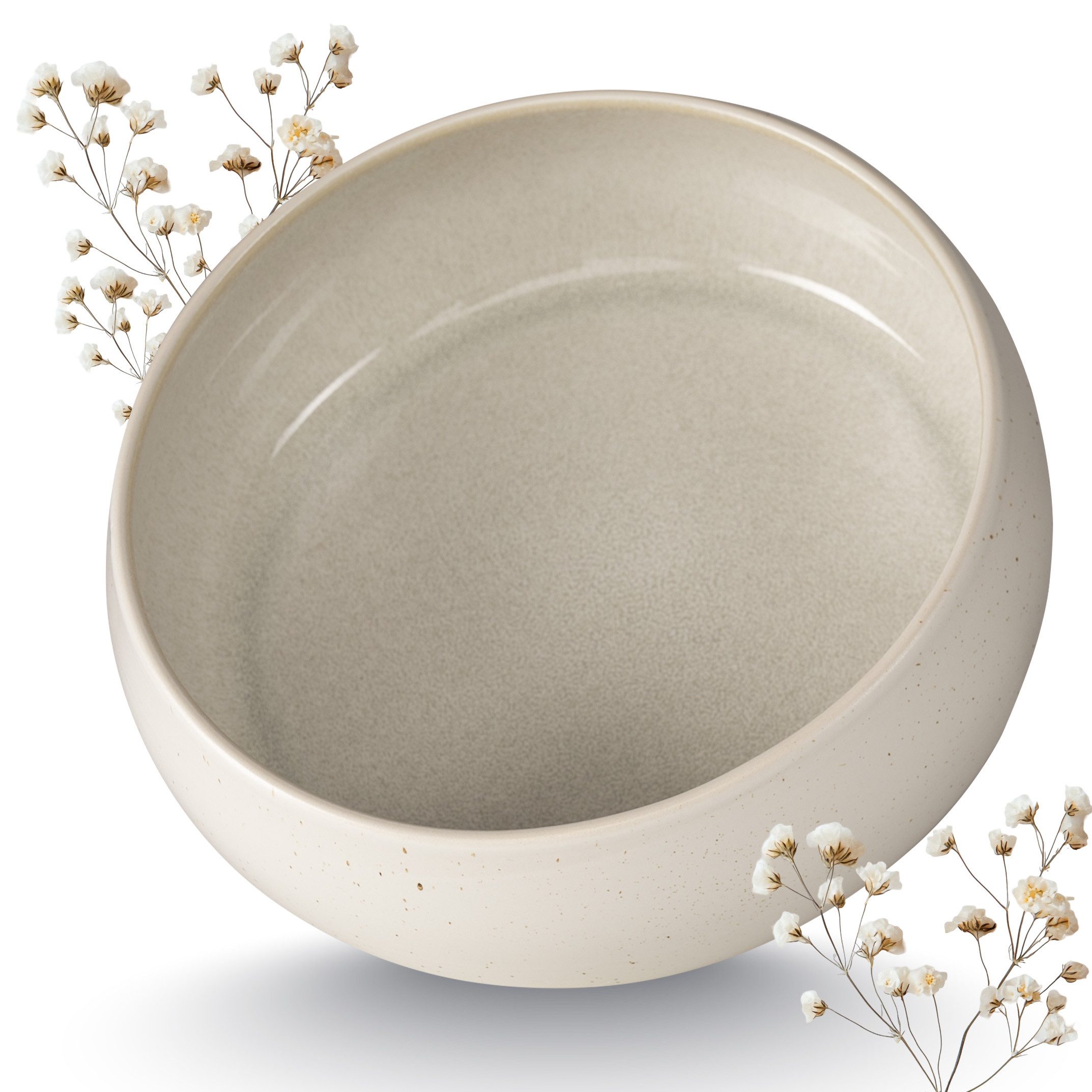 Moritz & Moritz Servierschale SOLID UNI Servierschale - Creme, Steinzeug, (Set, 1-tlg), Spülmaschinengeeignet