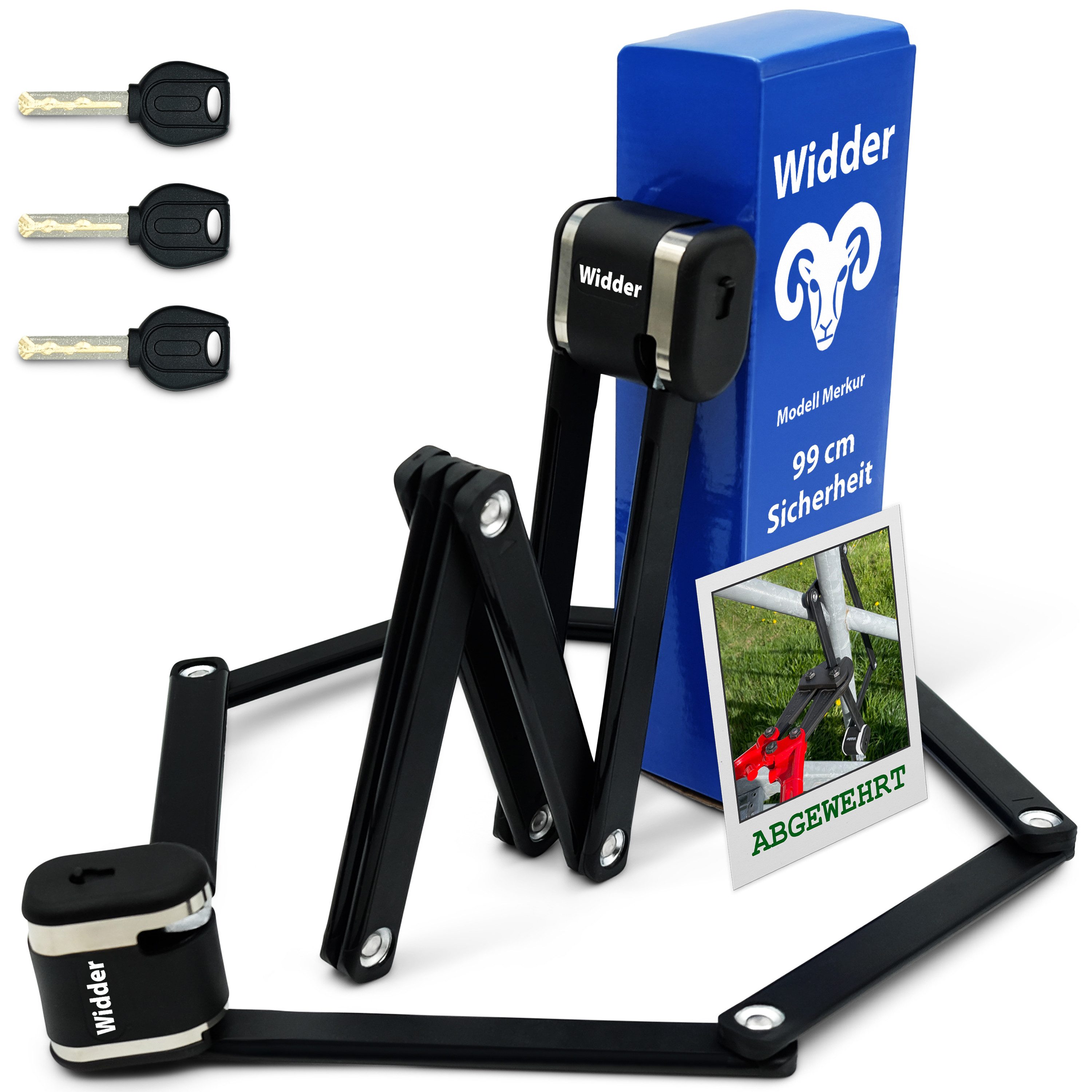 Faltschloss Fahrrad [sicherer Titan-Stahl Level 15] Fahrradschloss hohe Sicherheit