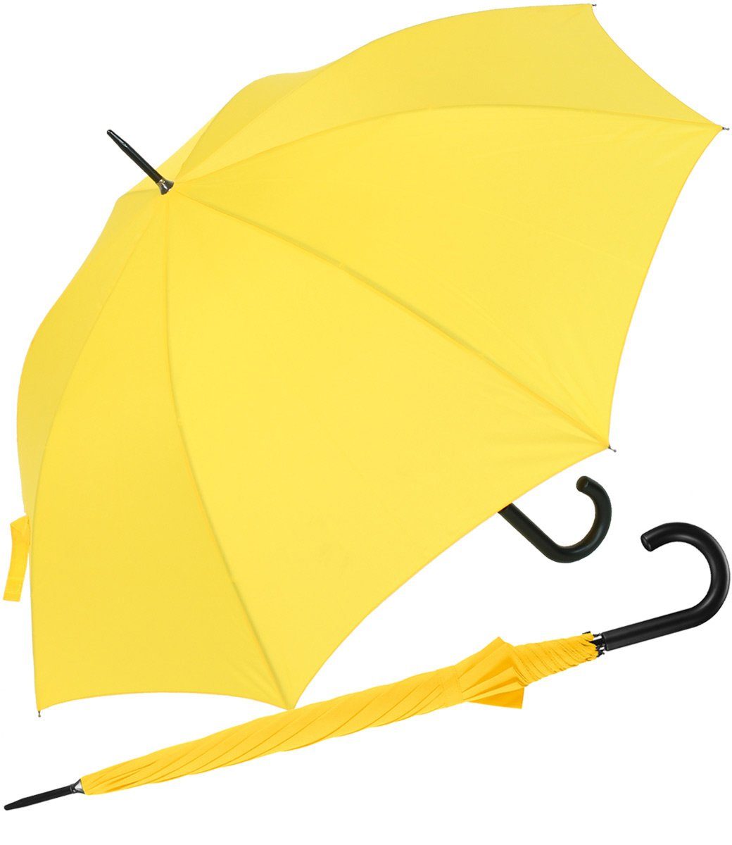 RS-Versand Langregenschirm großer stabiler Regenschirm mit Auf-Automatik, für Damen und Herren in vielen modischen Farben gelb