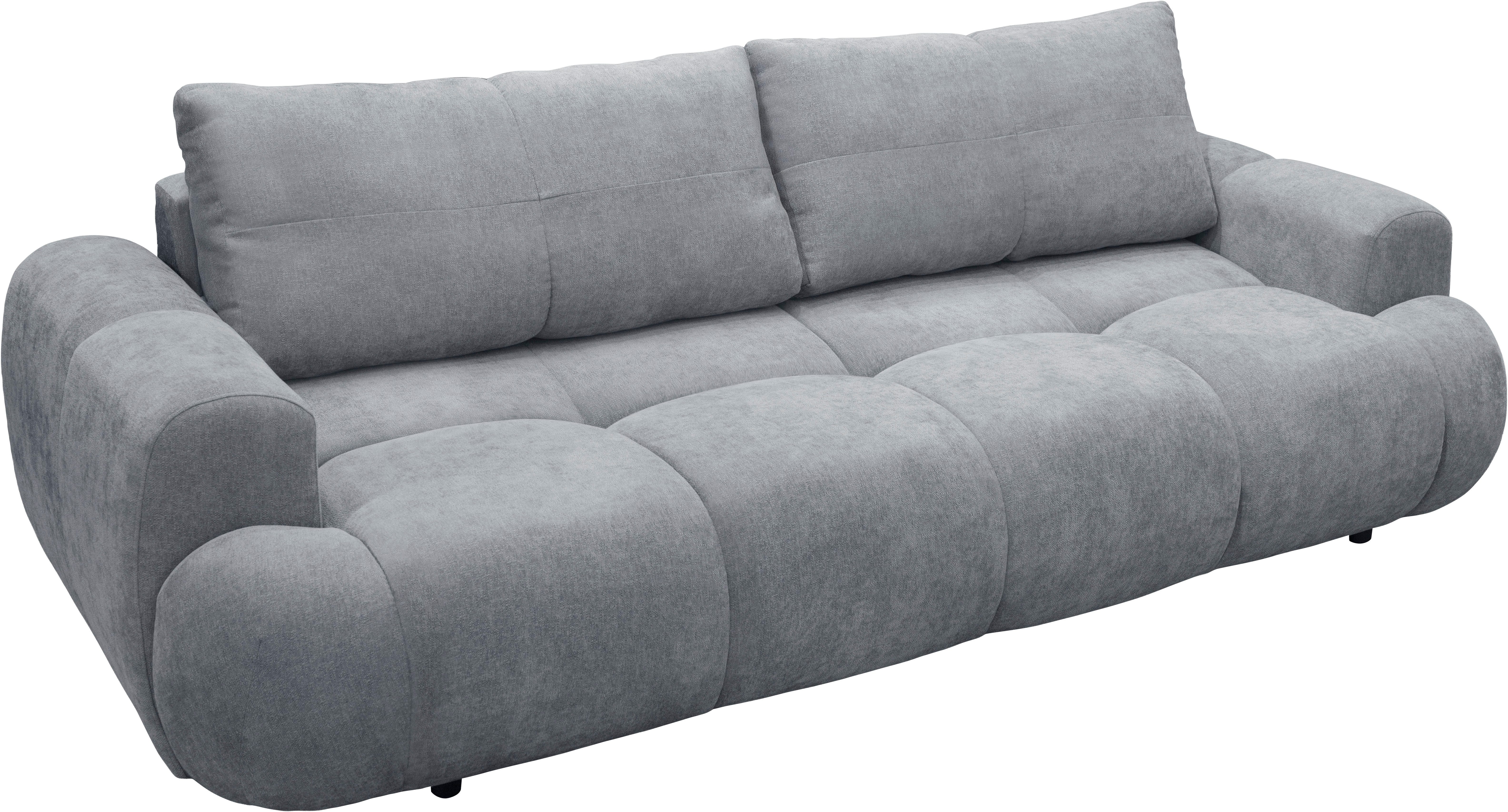 exxpo - sofa fashion 3-Sitzer Alessano, 254 cm breit, modern & gemütlich, Verlässliche Qualität, inkl.Bettfunktion, Bettkasten, 2x Plaidskissen