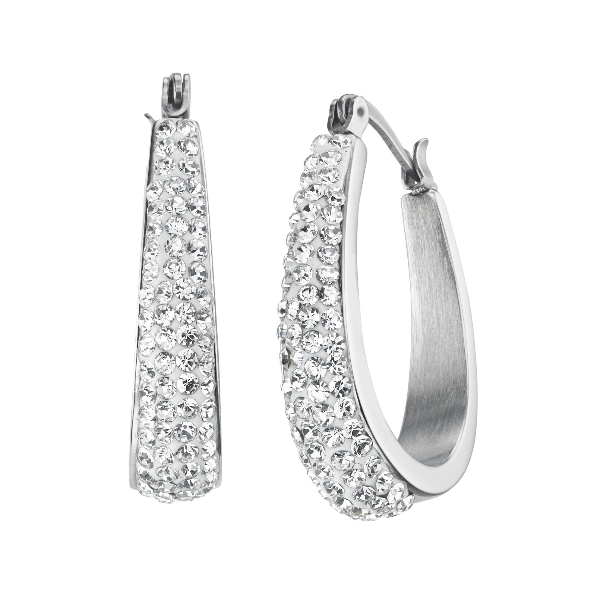 Firetti Paar Creolen Schmuck Geschenk Edelstahl Ohrschmuck Ohrringe, mit Kristallstein (synth)