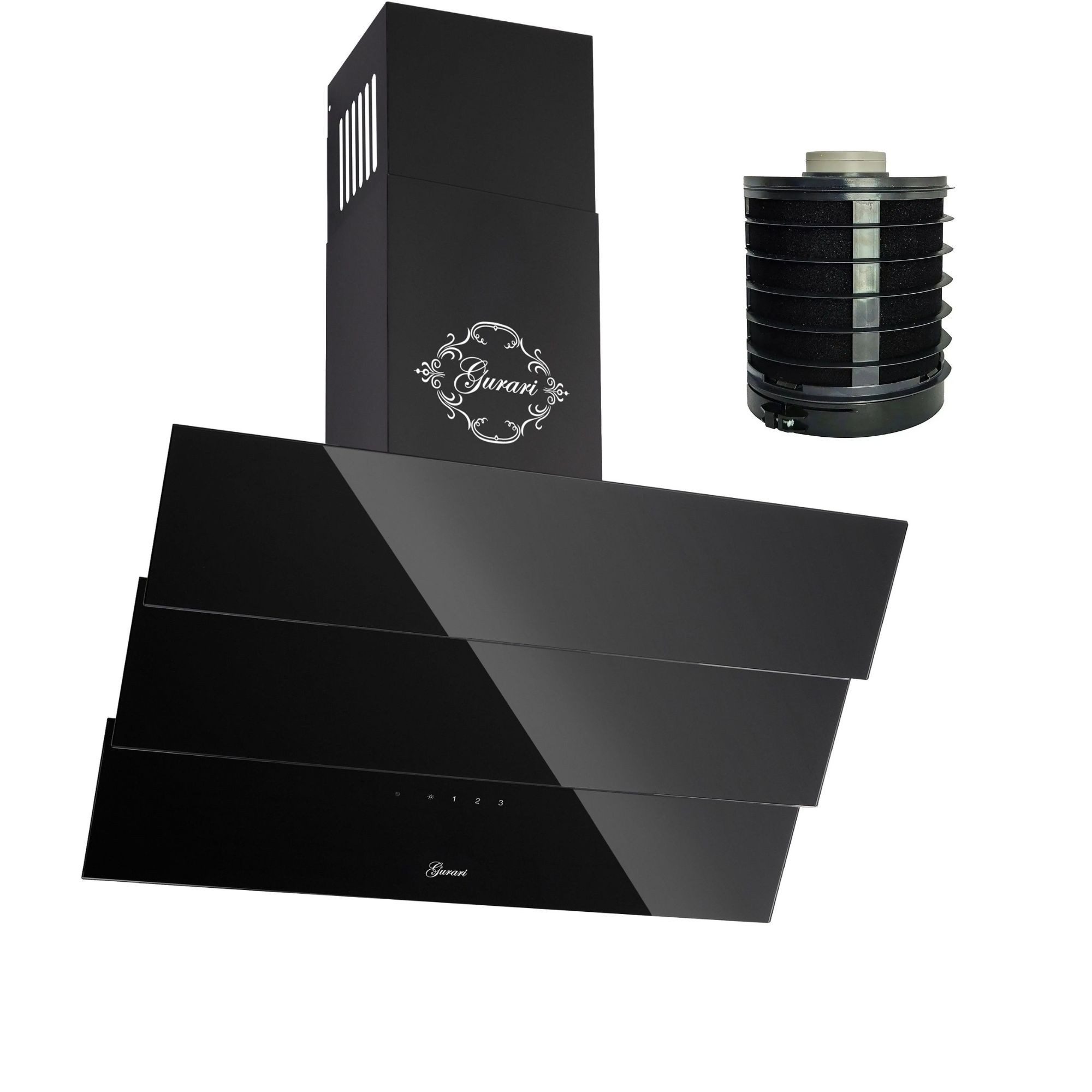 GURARI Wandhaube GCH D 267 BL 6 PRIME N+GE 77 Umluftfilter,Dunstabzugshaube 60cm Wandmontage Abzugshaube 1000m³/h Klasse A
