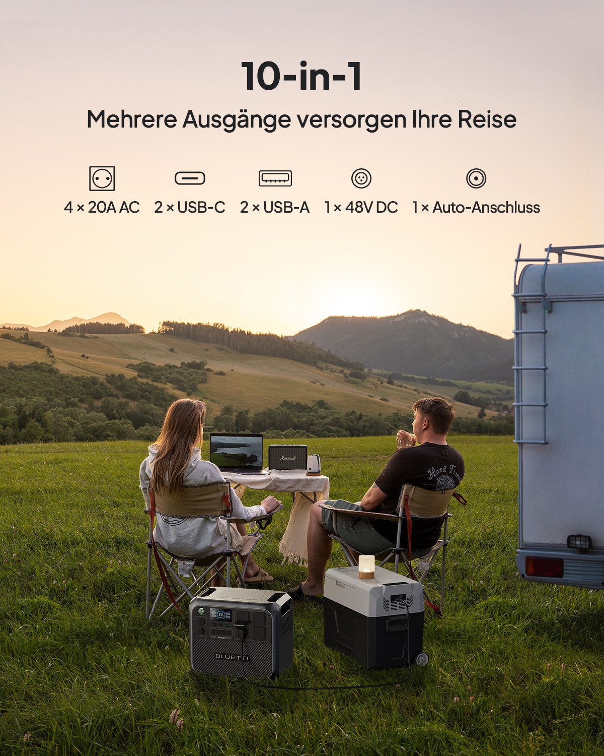 BLUETTI Stromerzeuger AC200L 2400W/2048Wh Tragbare Powerstation, 2,40 in kW, (Solargenerator für Camping, Hausgebrauch, Notfall, mit 4 2400W AC Ausgängen), AC/USB-A/Car-Anschluss/100W PD
