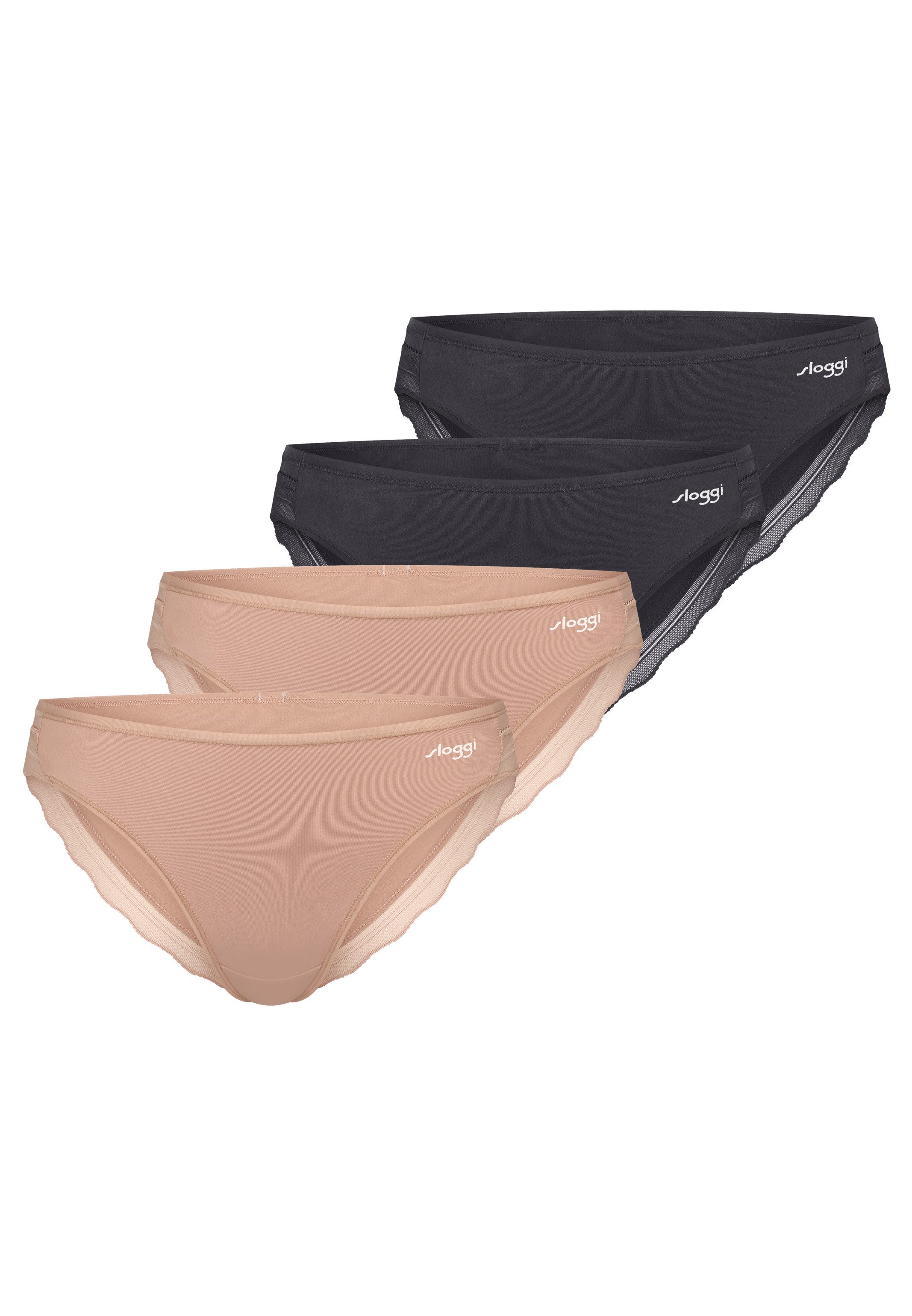 sloggi Taillenslip 4er Pack Go Blush (Spar-Set, 4-St) Taillen Slip - Atmungsaktiv - Feminine Spitze mit Bogenkante