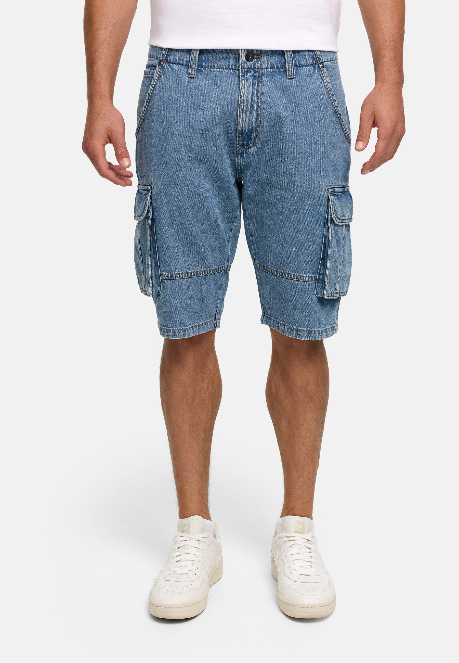 INDICODE Cargoshorts Herren Monroe Cargo Cargo Shorts Herrenshorts mit 6 Taschen inkl. Gürtel