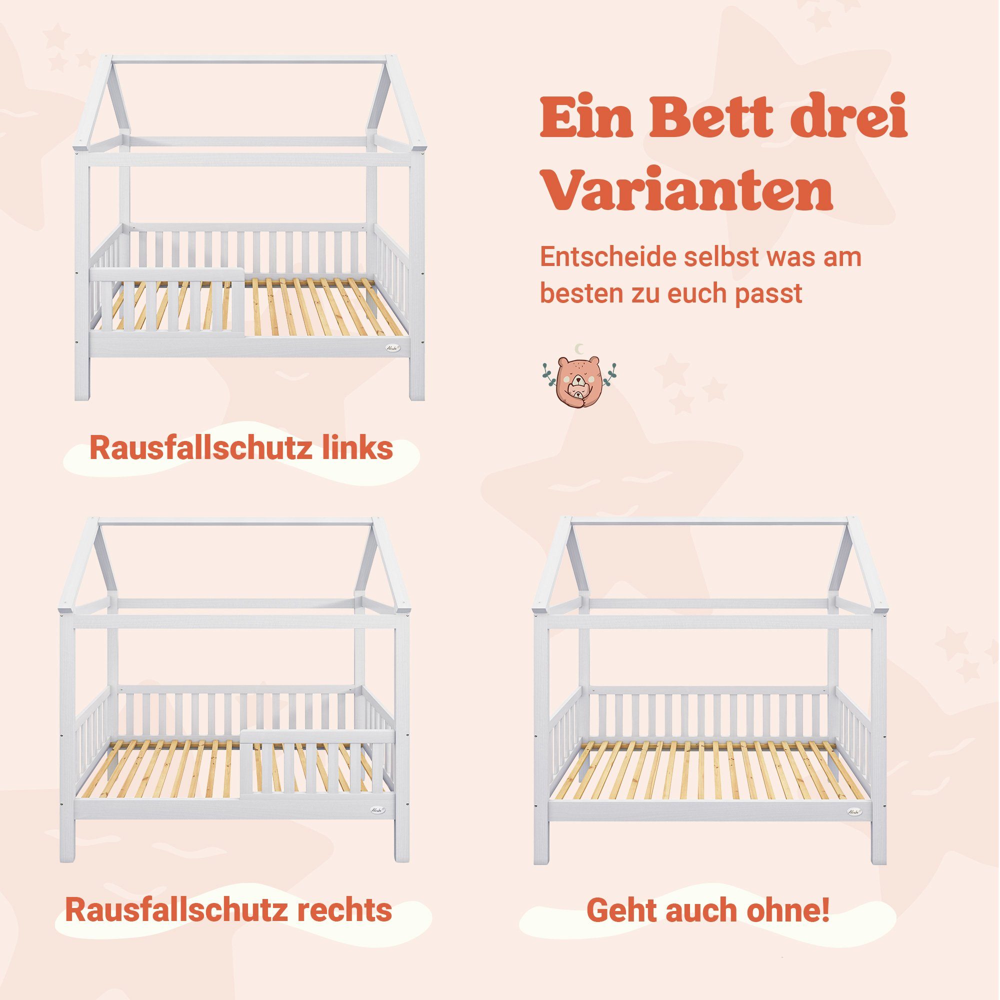 wechselbarem und BESTSELLER! massivem Dekoration, I Weiß I KOMPLETT Jungen in cm zertifizierter KOMPLETT Hausbett Hausbetten 2 80x160 (Kinderbett Alcube weiß), GRATIS aus Jugendbett Schubladen Lieferung 80x160, inkl. weiß HEIM Deko mit Matratze Weiß mit Hausbett Schubkästen - FSC Rausfallschutz Set I mit 80x160 80x160 Lattenrost, Matratze Schublade und Kiefernholz SET für und Mädchen Liegefläche