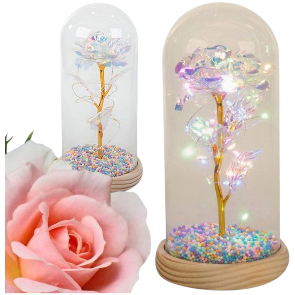 VERK GROUP Geschenkbox Ewige Rose im Glas mit LED-Licht Romantisches Geschenk für Sie für je