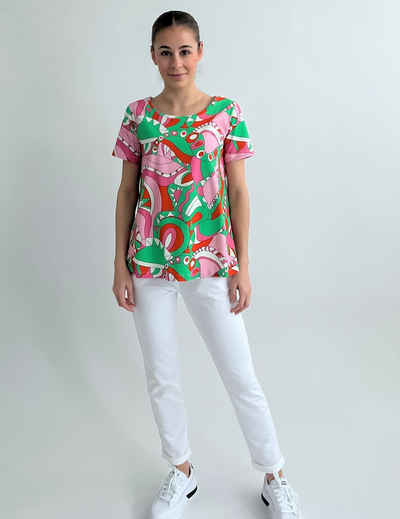 Zuckerwatte Print-Shirt Alloverprint aus 100% Baumwolle A-Linie