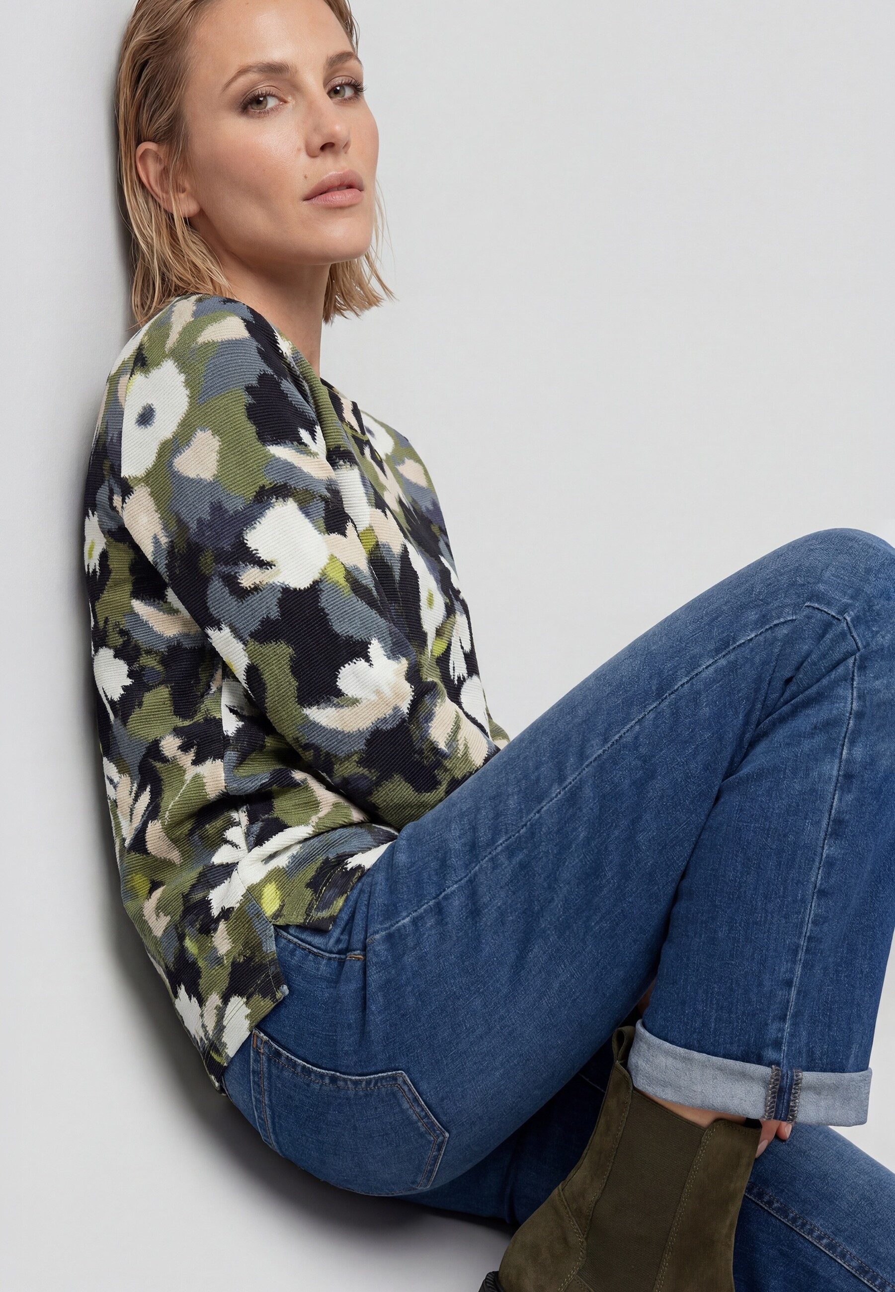 Olsen Sweatshirt Sweatshirt mit Allover-Dessin