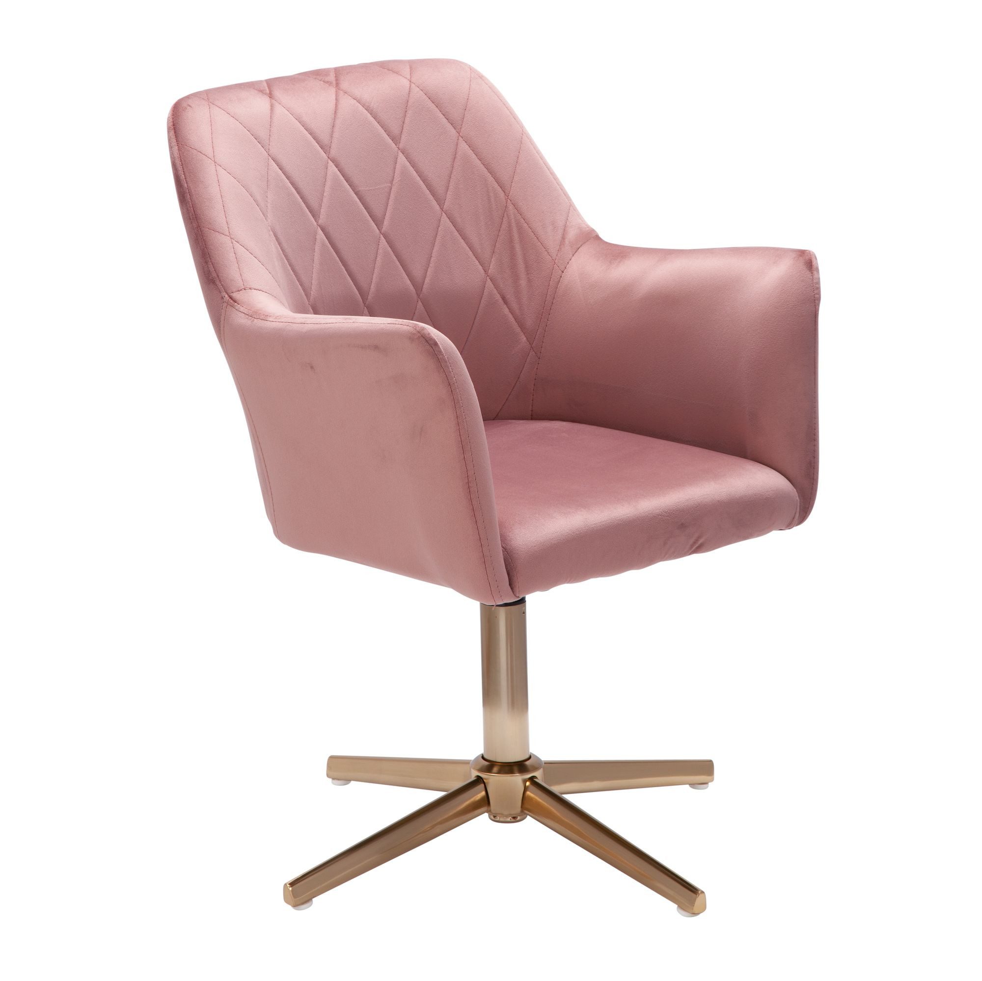 Wohnling Drehstuhl Rosa Samt Schreibtischstuhl Drehbar Schalenstuhl Home Office (Design Schalenstuhl Drehbar mit Lehne, Samt Rosa), Drehbar, Schreibtischstuhl 120 kg Höhenverstellbar
