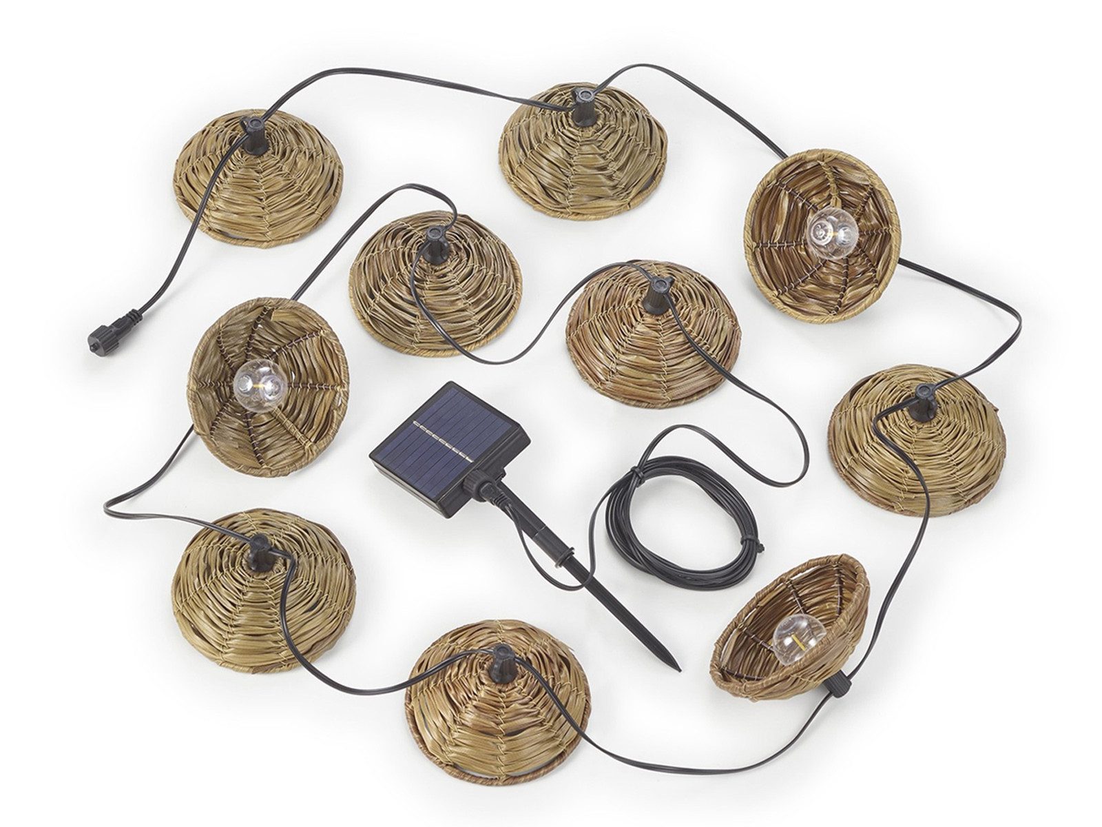 Reality Leuchten LED-Lichterkette, 10-flammig, Outdoor per Solar & USB aufladbar Außen Balkon & Terrasse, 5,7 Meter
