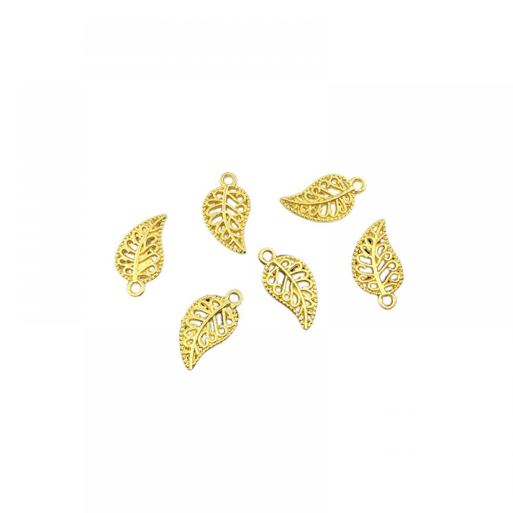 Invanter Kettenanhänger 6 hohle goldene Blätter, handgefertigt für Armband-Halskette (6-tlg)