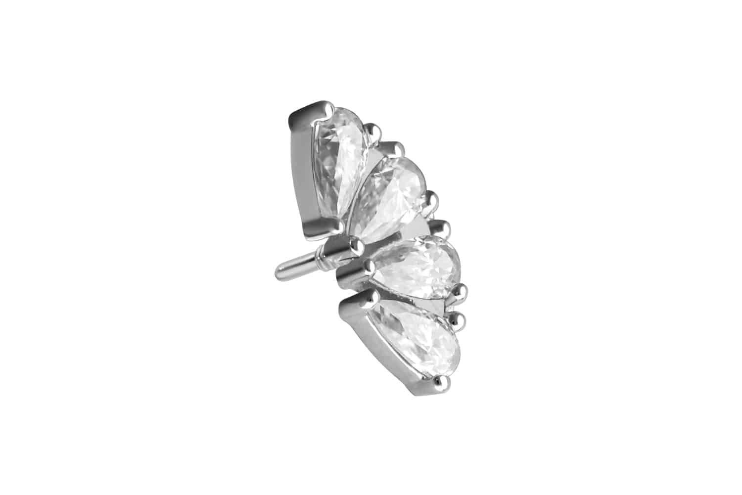 Piercing-Set 14 Karat Gold Schraubaufsatz mit Außengewinde MOISSANIT-BOGEN
