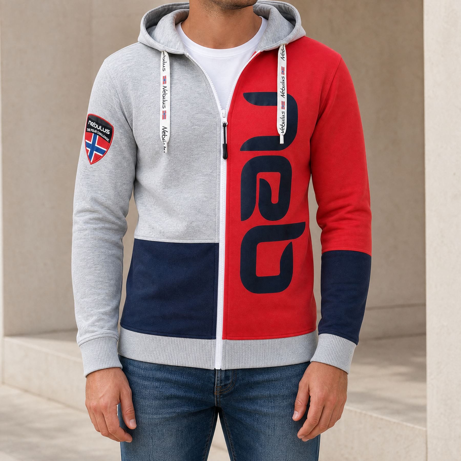 Nebulus Sweatjacke NEBSTER, P6110 - Herren, navy-rot-grau, M