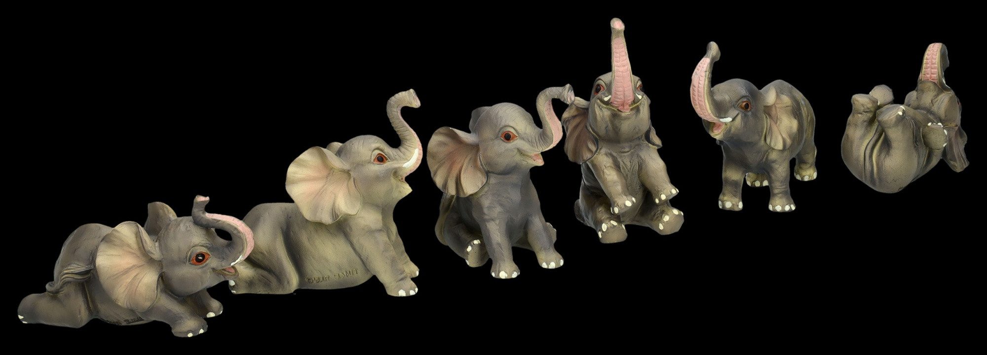 Figuren Shop GmbH Tierfigur Elefanten Figuren 6er Set - Süße Babys - Tierfigur Dekofigur Deko