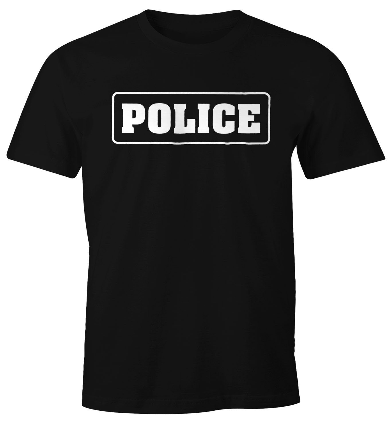 Print-Shirt Herren T-Shirt Police Polizei-Kostüm Polizist-Shirt Fun-Shirt Fasching Verkleidung Kostüm Karneval Moonworks® mit Print