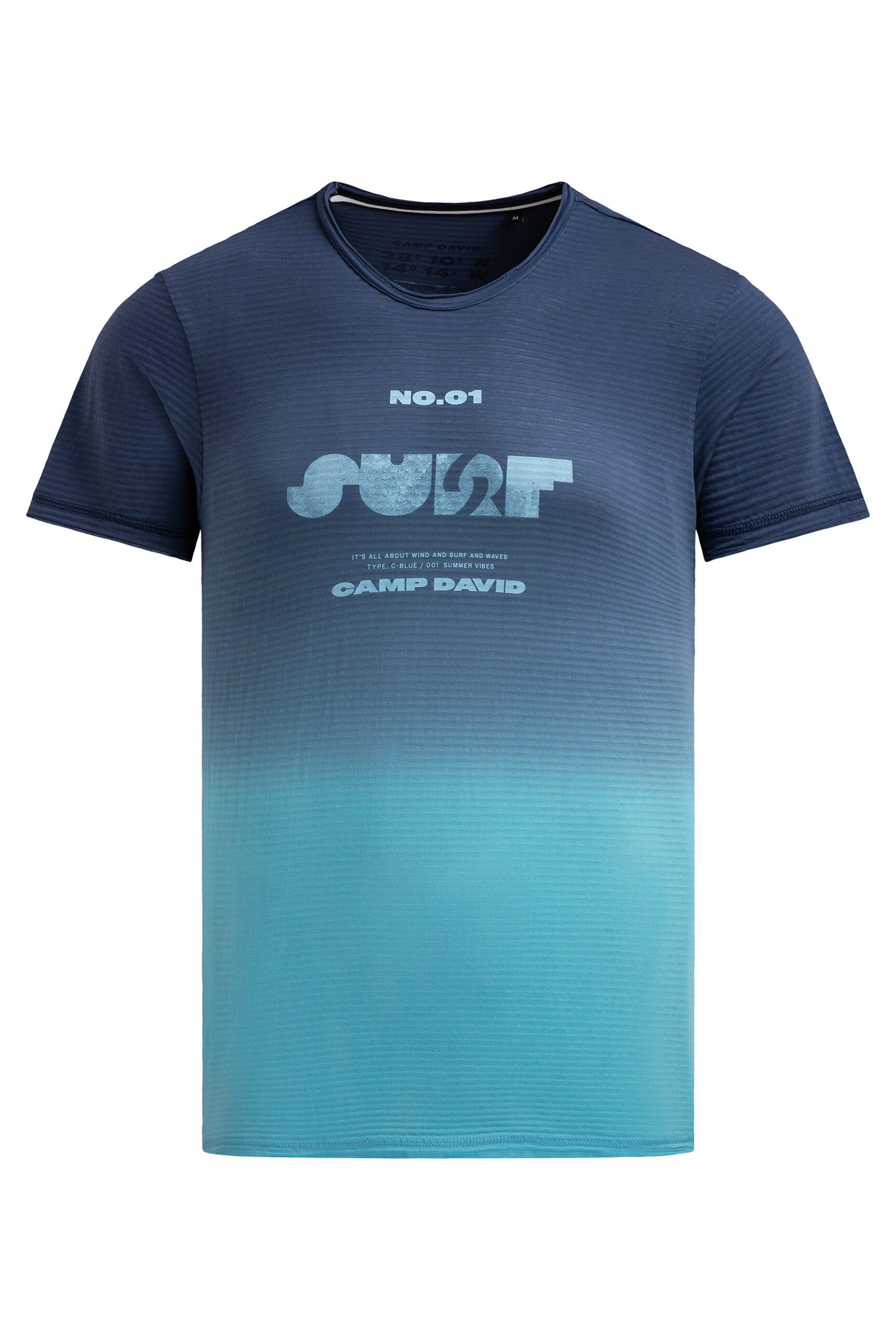 CAMP DAVID Rundhalsshirt mit offenen Kanten
