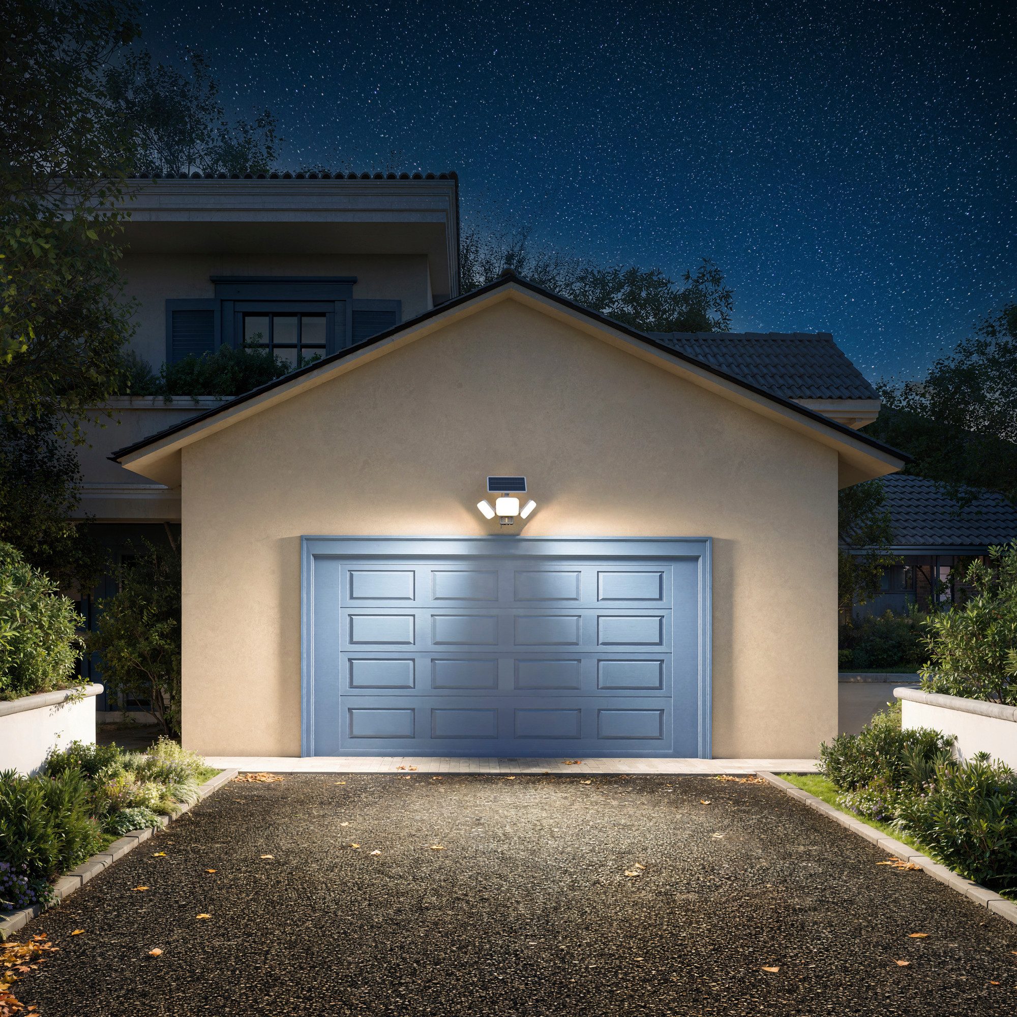 Philips LED Flutlichtstrahler Outdoor Ultra-Efficient Solar Zyren Sicherheitslicht, Abschaltautomatik, Bewegungsmelder, Tageslichtsensor, LED fest integriert, Kaltweiß, Tageslicht- und Bewegungssensor, 4000 Lumen