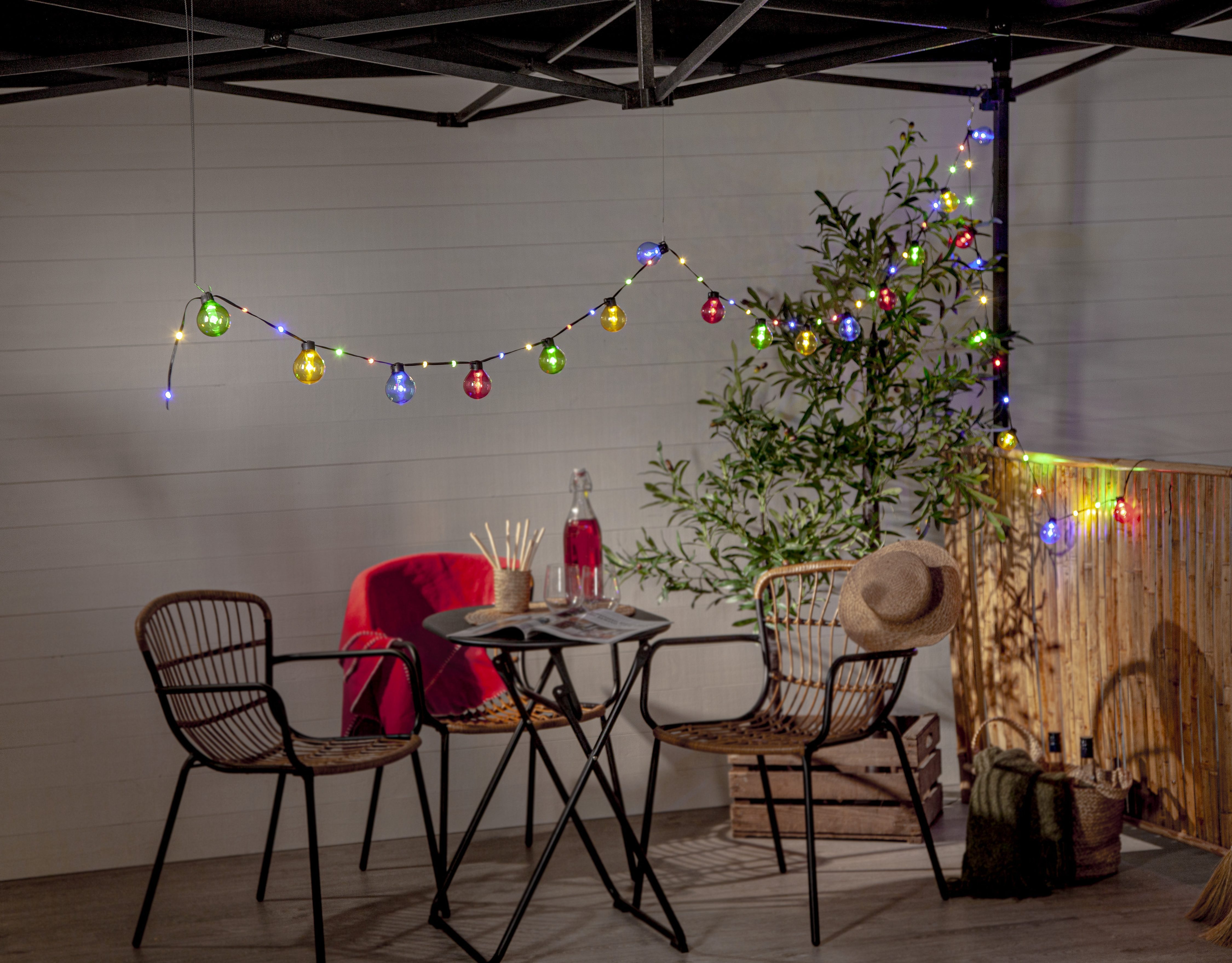 STAR TRADING LED-Lichterkette Bolla, 60-flammig, Kunststoff, Länge ca. 5,3 m + 5 m Zuleitung, Trafo, outdoor