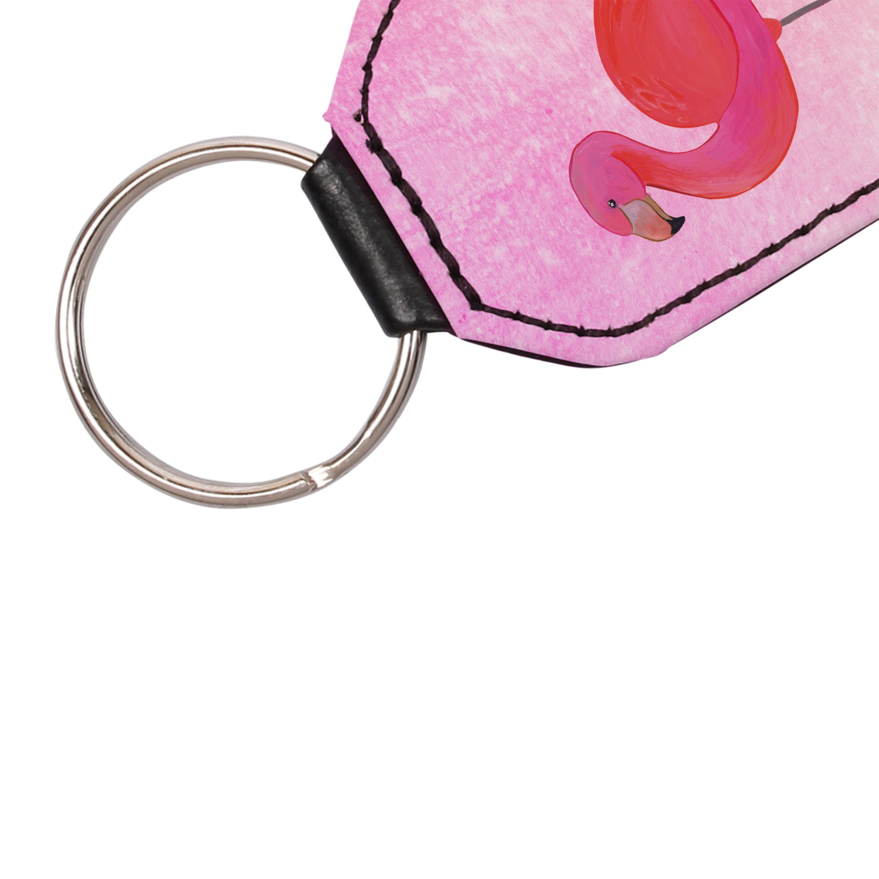 Schlüsselanhänger Aquarell Pink Mr. Geschenk, - Flamingo - (1-tlg) Anhänger, & Mrs. Panda Glücksbringer, classic