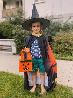 Maskworld Kostüm Halloween Tasche Kürbis, Supersüßer Filzbeutel für Halloween-Süßigkeiten