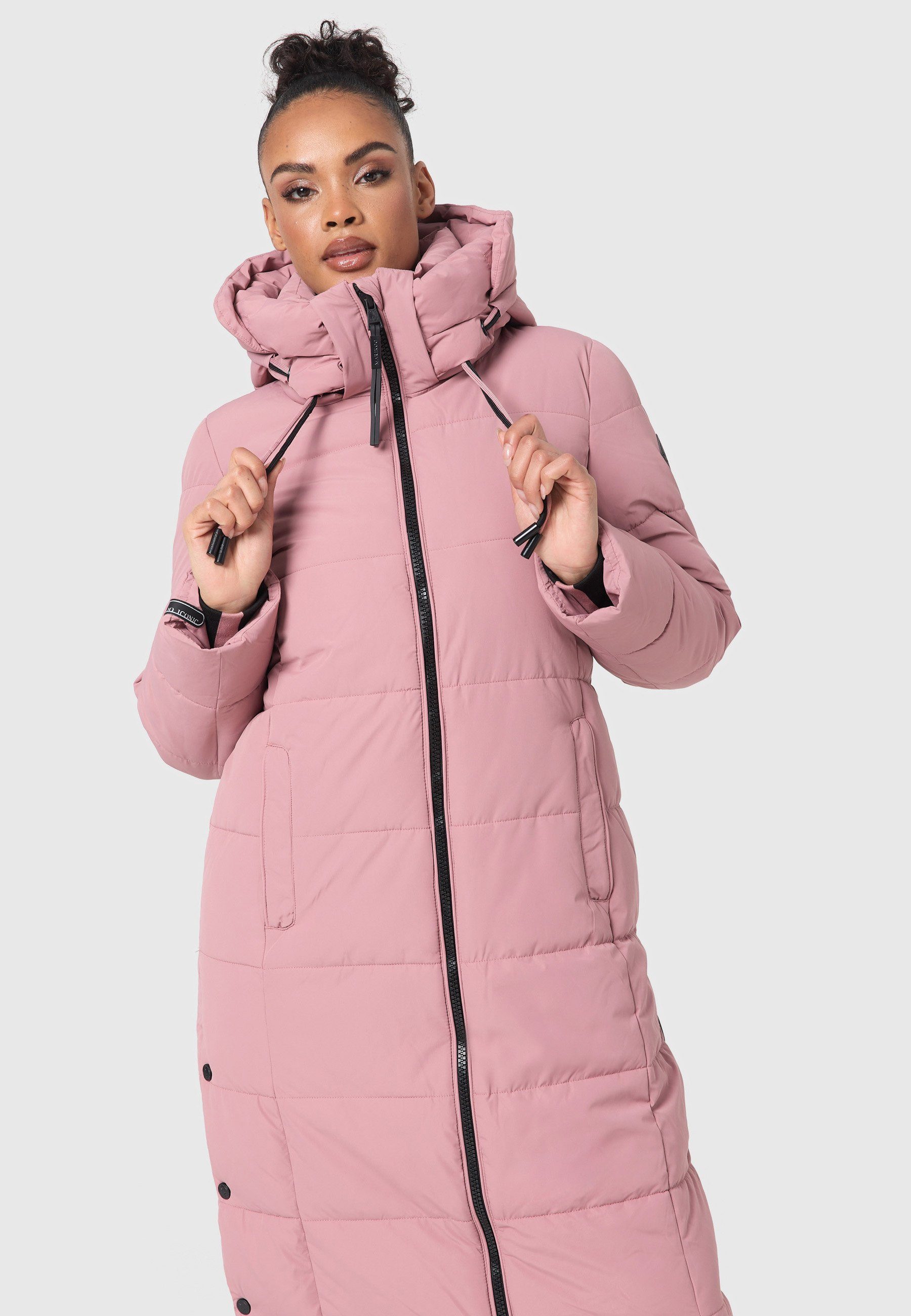 gesteppt extra Nadeshikoo langer Winterjacke Dark Marikoo Mantel Rose Winter XIV