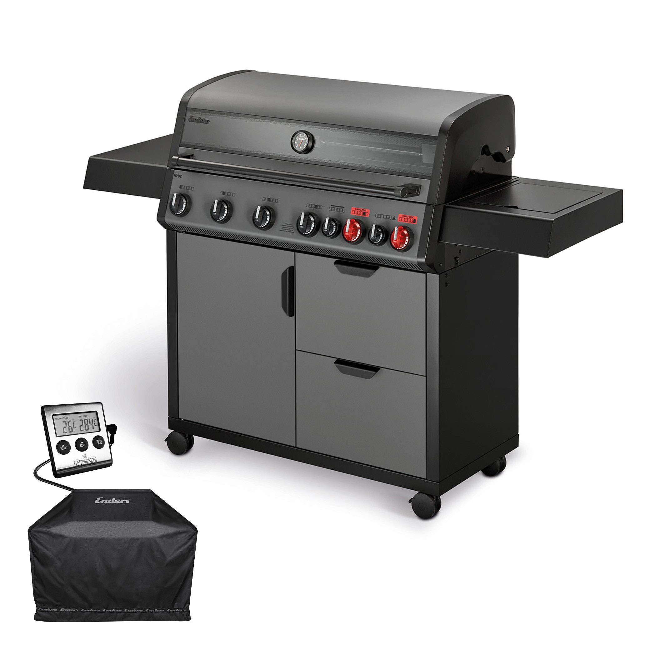 Enders® Gasgrill Hyde 6 SIKR Turbo II inkl. Premium Wetterschutzhülle + Thermometer