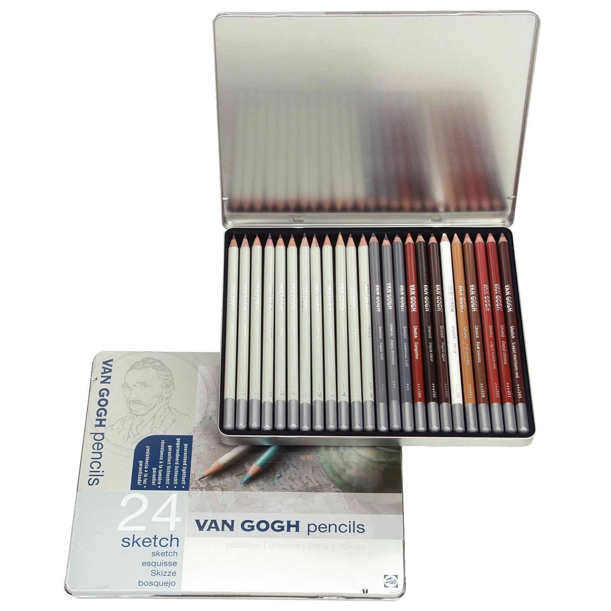 Talens Bleistift Van Gogh Sketch Set 12 Skizzierstifte + 12 Graphitstifte, (24-tlg), im Metalletui