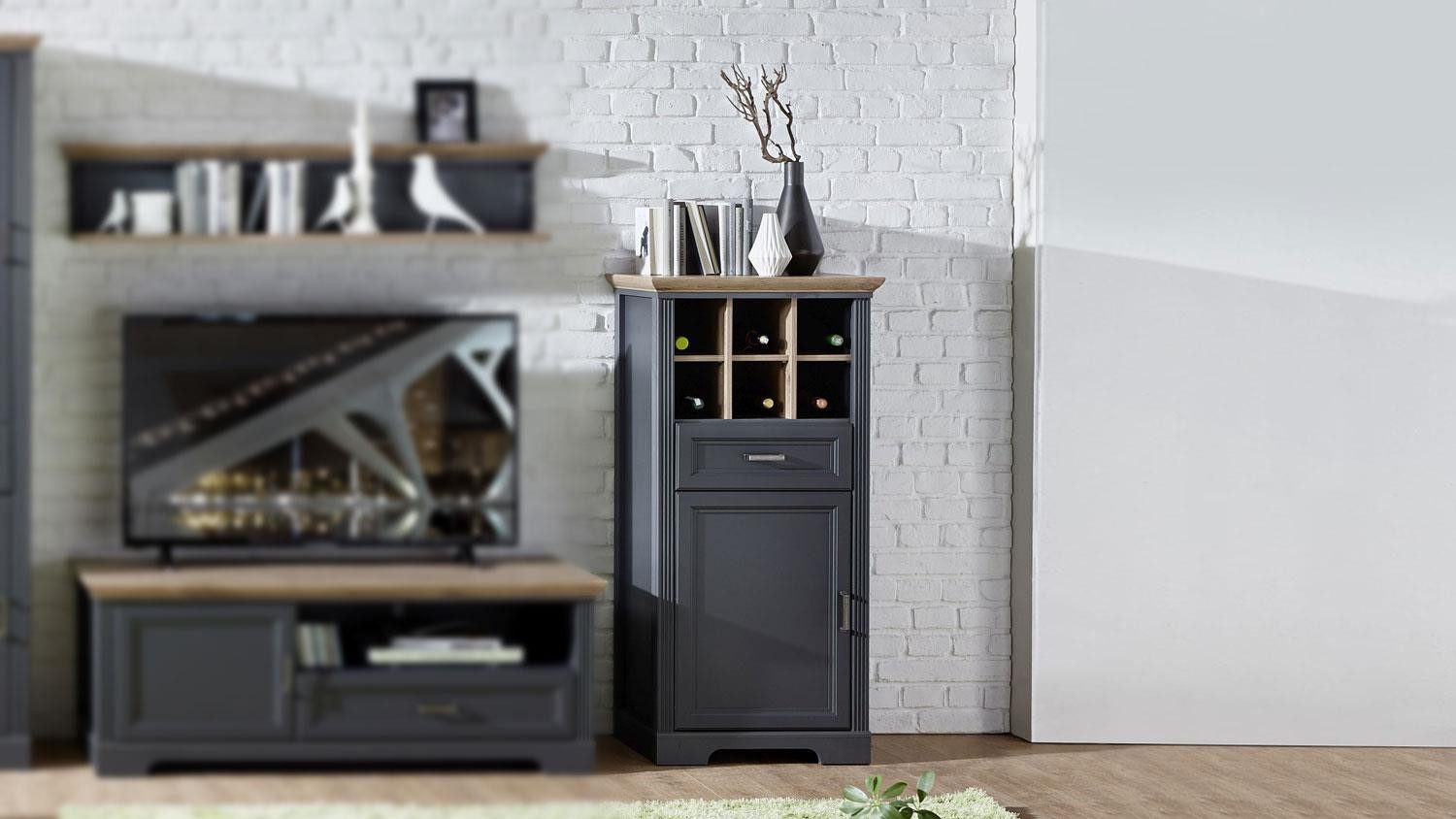 Innostyle Kommode Schrank Jasmin Kommode in graphit und Artisan Eiche 66x136 cm