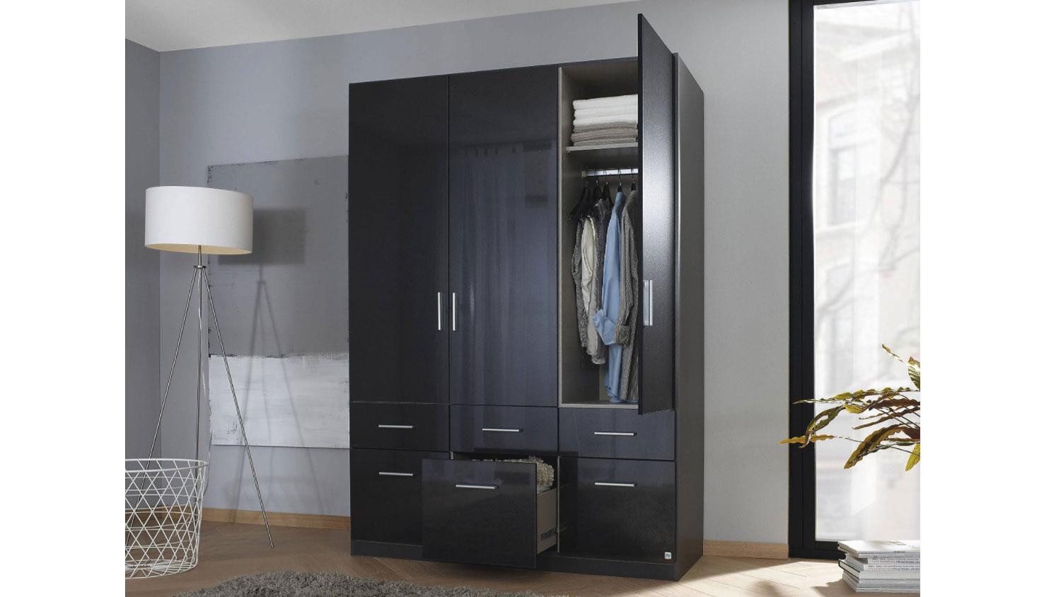rauch BLUE Kleiderschrank Kleiderschrank Celle ca.136x197 cm 6 Schubladen grau hochglanz