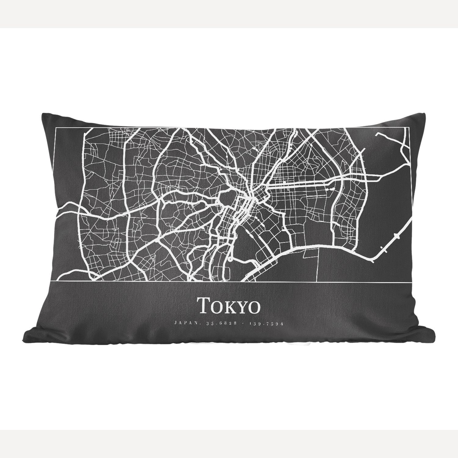 MuchoWow Dekokissen Karte - Tokio - Stadtplan - Karte, Wohzimmer Dekoration, Zierkissen, Dekokissen mit Füllung, Schlafzimmer
