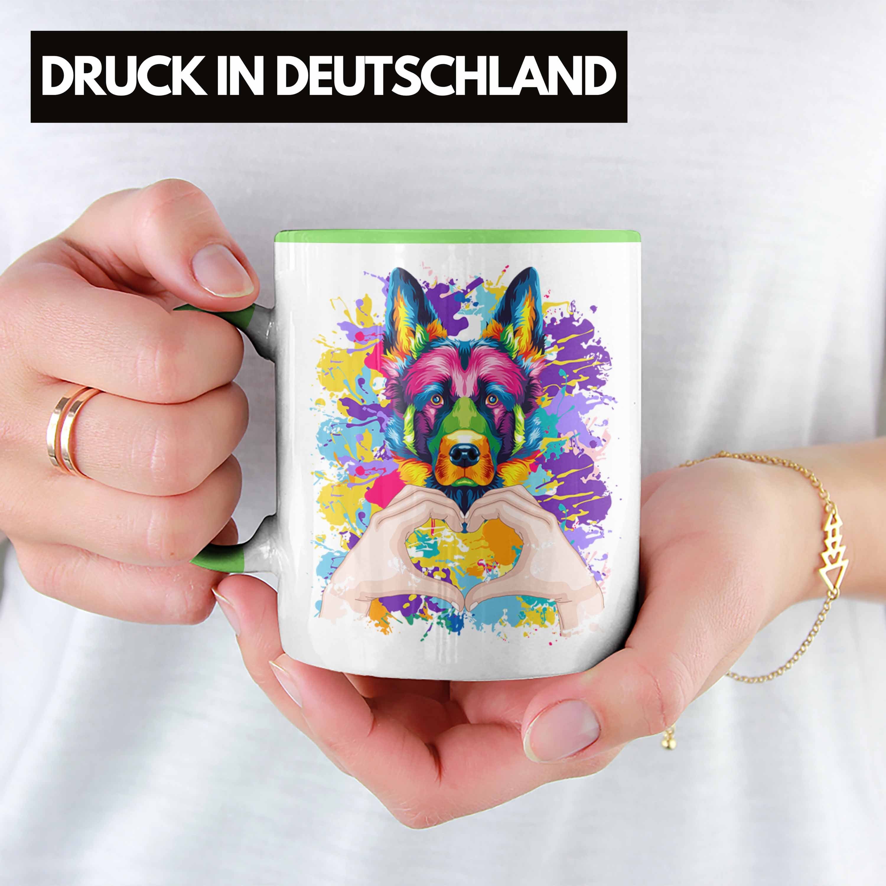 Trendation Tasse Geschen Geschenk Love Lustiger Grün Besitzer Tasse Spruch Schäferhund Farbe