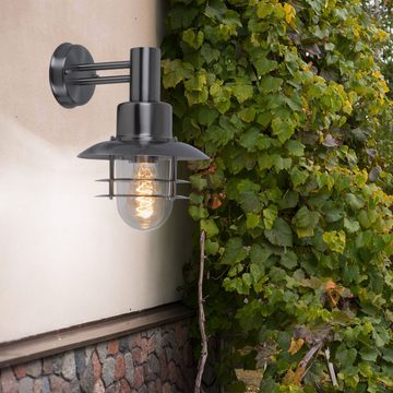 WOFI Außen-Wandleuchte, Leuchtmittel nicht inklusive, Wandleuchte Laterne Edelstahl Haustürleuchte Gartenlampe