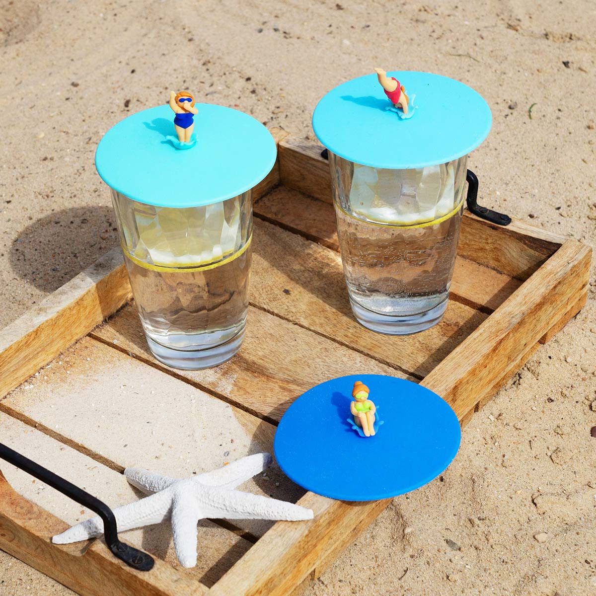 Lurch Glas Sommerdeckel Splash Girls 3er Set Glasabdeckung, Silikon