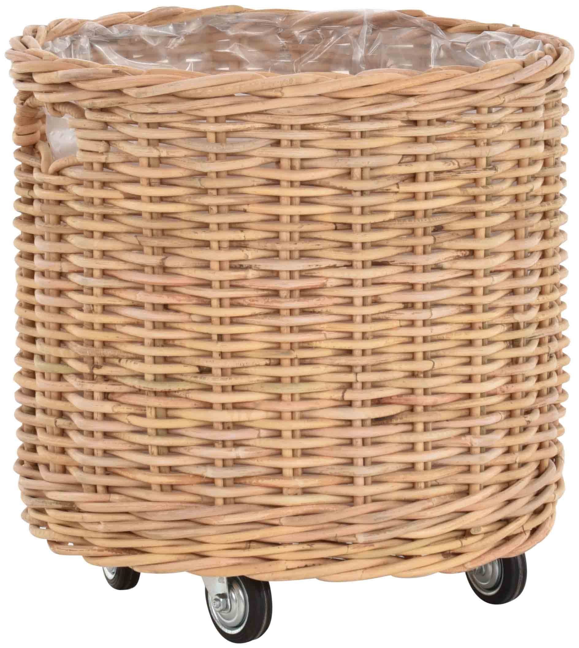 Allzweckkorb Pflanzkorb groß Rattan XXL Rollkorb Rattankorb Grau Natur Rund