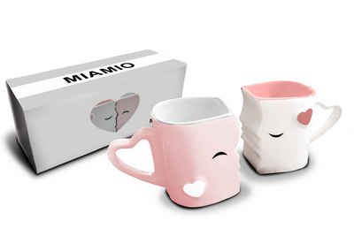 MiaMio Kaffeeservice MIAMIO - Küssende Tassen Geschenk Set, Kaffeetassen«, Keramik (2-tlg)