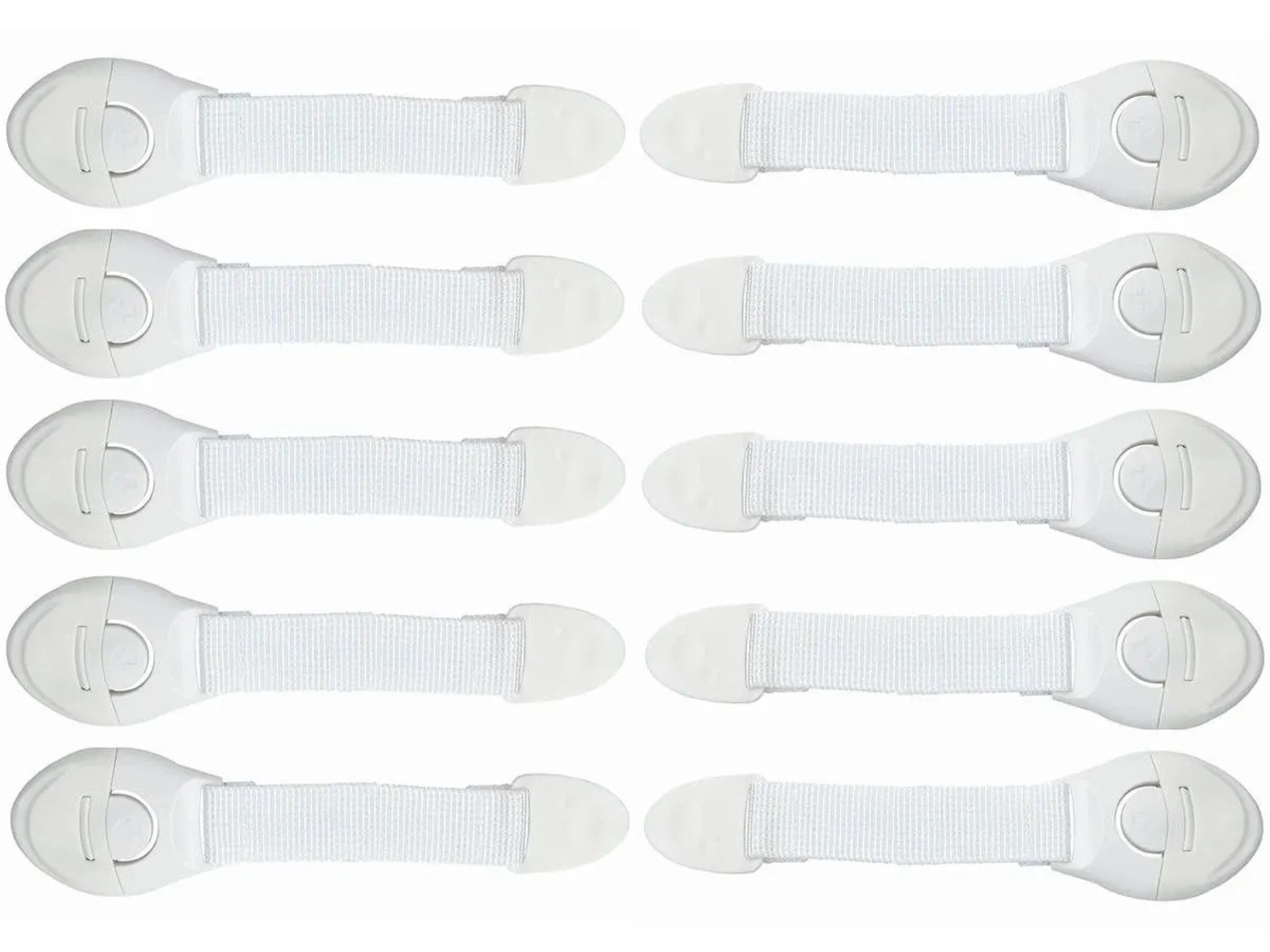 Ruhhy Kindersicherung Kindersicherung Schrank Schloss Set Türsicherung Klebeschutz 10 Stk, Universelle Türsicherung ca 20cm lang mit praktischem Öffnungssystem