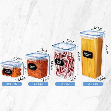 HYIEAR Vorratsdose Luftdichte Vorratsbehälter 24-tlg, mit Etiketten sowie Markern, Kunststoff, (Set, stapelbar), mit Etiketten, Markierstift und Messlöffeln
